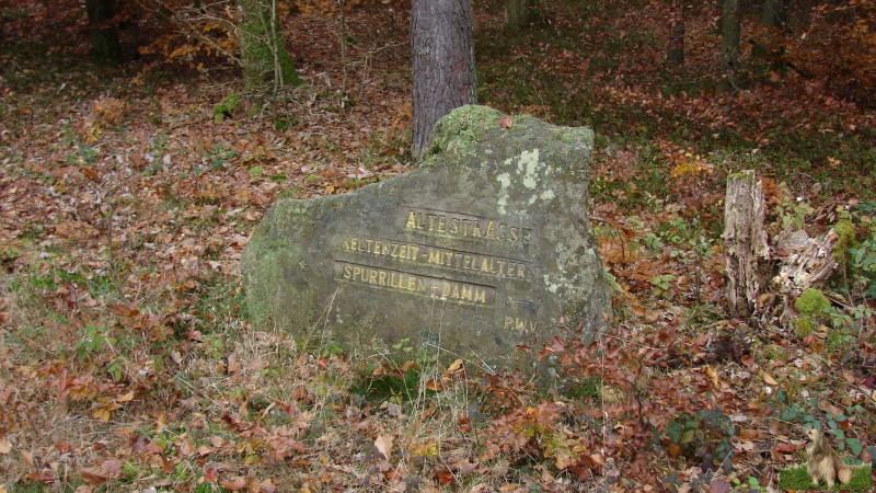 Ritterstein Nr. 226-2 Alte Strasse  Keltenzeit - Mittelalter  Spurrillen - Damm.JPG - Ritterstein Nr.226 Alte Strasse - Keltenzeit - Mittelalter - Spurrillen - Damm